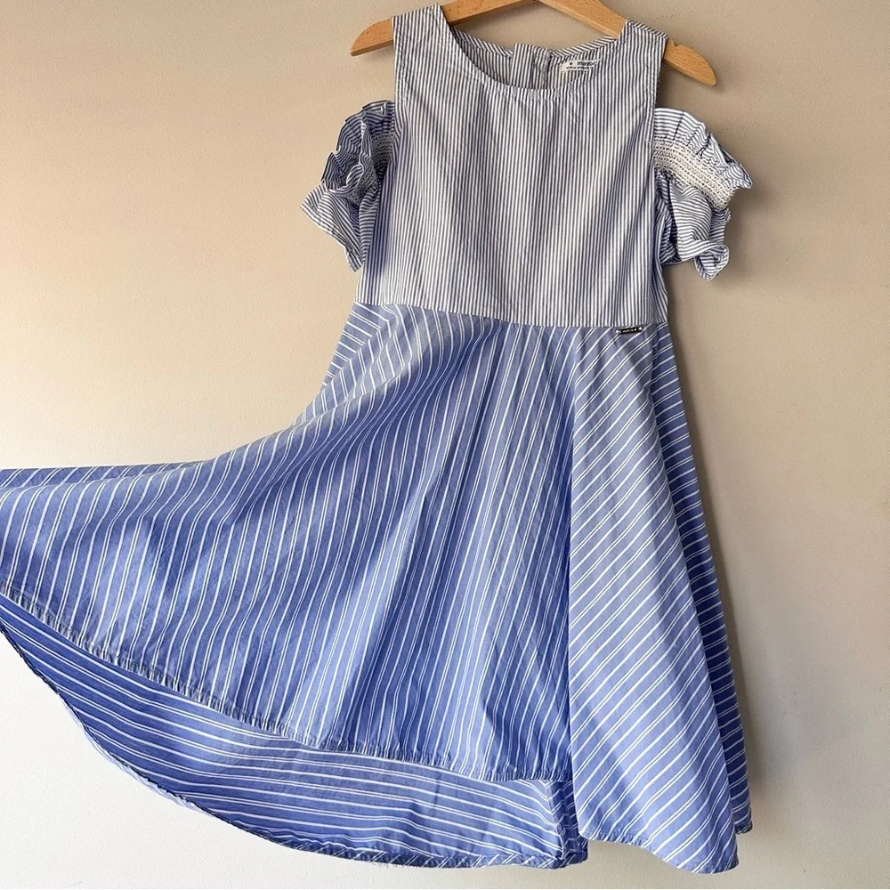 Mayoral Striped Dress with Smocked Sleeves